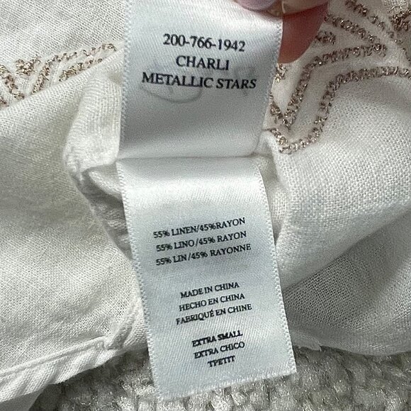 Rails Charli Metallic Stars Button Front Shirt White Womens XS - Picture 7 of 11
